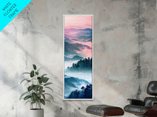 Load image into Gallery viewer, Dreamy Layers Of Misty Mountains At Dawn – Framed Canvas Print Skinny Art And Tall Art, Emphasizing Ukiyo-E Art And Japanese Style Art
