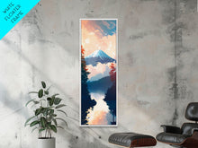 Load image into Gallery viewer, Skinny Art Tall Art Framed Canvas Print Japanese Style Art Mount Fuji At Sunrise Reflection Wood Block Print Ukiyo-e Feng Shui Wall Art
