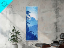 Load image into Gallery viewer, Skinny Art Tall Art Framed Canvas Print Japanese Style Art Blue Mount Fuji Forest Wood Block Print Ukiyo-e Feng Shui Wall Art
