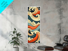 Carregar imagem no visualizador da galeria, Abstract Wave Pattern With Vibrant Colors - Skinny Art Tall Art Framed Canvas Print Japanese Style Art Ukiyo-e Art
