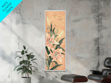 Load image into Gallery viewer, Delicate Lily Flowers Blooming In Japanese Style Ukiyo-e Art Framed Canvas Print Skinny Art Tall Art
