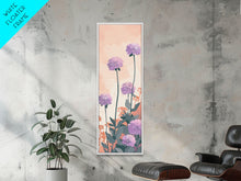 Carregar imagem no visualizador da galeria, Beautiful Purple Flowers Standing Tall In Japanese Style Ukiyo-e Art Framed Canvas Print Skinny Art Tall Art
