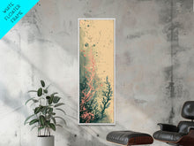 Cargar imagen en el visor de la galería, Tall Skinny Art Japanese Style Wood Block Print Abstract Seaweed In Soft Hues For Framed Canvas Print In Ukiyo-e Style
