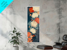 Load image into Gallery viewer, Blooming Chrysanthemums in Rich Autumn Colors - Skinny Art, Japanese Wall Decor, Framed Canvas Print, Ukiyo-e Style
