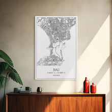 Carregar imagem no visualizador da galeria, Bali Street Map, Indonesia Map, Asian City Wall Art, Travel Gift, Living Room Art, Minimalist Art, Wall Art, Canvas Print, Canvas Wall Art
