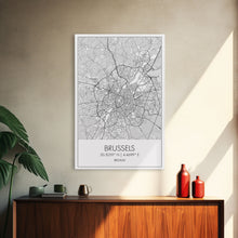Carregar imagem no visualizador da galeria, Brussels Street Map, Belgium Map, City Map Art, Modern Art, Wall Art, Canvas Print, Canvas Wall Art, Birthday Gift, Living Room Décor
