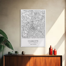 Cargar imagen en el visor de la galería, Charlotte Street Map, North Carolina Map, City Map Art, Modern Art, Wall Art, Canvas Print, Canvas Wall Art, Travel Wall Art, Gift For Mom
