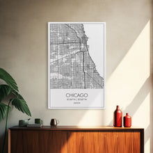 Cargar imagen en el visor de la galería, Chicago Street Map, Illinois Map, City Map Art, Modern Art, Wall Art, Canvas Print, Canvas Wall Art, Travel Wall Décor, Unique Wall Art
