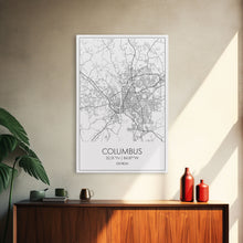 Cargar imagen en el visor de la galería, Columbus Street Map, Georgia Map, City Map Art, Minimalist Art, Wall Art, Canvas Print, Canvas Wall Art, City Wall Art, Travel Wall Print
