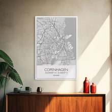 Load image into Gallery viewer, Copenhagen Street Map, Denmark Map, Europe City Map Art, Minimalist Art, Wall Art, Canvas Print, Travel Wall Art, Pilots Gift. Home Décor
