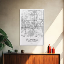 Load image into Gallery viewer, Des Moines Street Map, Iowa Map, City Map Art, Minimalist Art, Wall Art, Canvas Print, Girlfriend Gift, Travel Wall Art, Dorm Room Art
