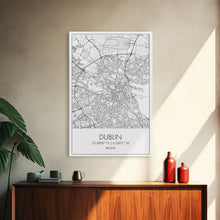 Load image into Gallery viewer, Dublin Street Map, Ireland Map, Europe City Map Art, Minimalist Art, Wall Art, Canvas Print, Pilot Gifts, Travel Wall Art, Above Bed Décor
