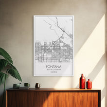 Carregar imagem no visualizador da galeria, Fontana Street Map, California Map, City Map Art, Minimalist Art, Wall Art, Canvas Print, Unique Wall Art, Travel Décor, Travel Gift For Men
