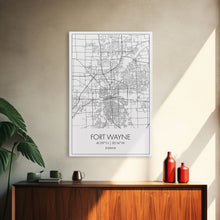 Load image into Gallery viewer, Fort Wayne Street Map, Indiana Map, City Map Art, Minimalist Art, Wall Art, Canvas Print, Office Wall Décor, Gifts For Him, Travel Print
