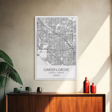 Load image into Gallery viewer, Garden Grove Street Map, California Map, City Map Art, Minimalist Art, Wall Art, Canvas Print, Black And White Map, Best Friend Gift
