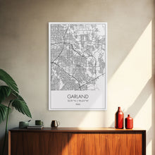 Load image into Gallery viewer, Garland Street Map, Texas Map, City Map Art, Minimalist Art, Wall Art, Canvas Print, Black And White Map, Travel Wall Art, Gift For Her
