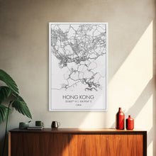 Load image into Gallery viewer, Hong Kong Street Map, China Map, Asia City Map Art, Minimalist Art, Wall Art, Canvas Print, Wanderlust Gift, Home Office Art, Travel Art
