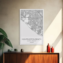 Load image into Gallery viewer, Huntington Beach Street Map, California Map, City Map Art, Minimalist Art, Wall Art, Canvas Print, Travel Print, Gift For Mom, Dorm Wall Art
