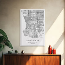 Load image into Gallery viewer, Long Beach Street Map, California Map, City Map Art, Modern Art, Wall Art, Canvas Print, Adventure Wall Art, Home Office Art, Gift For Him
