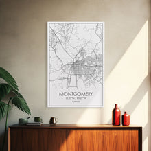 Load image into Gallery viewer, Montgomery Street Map, Alabama Map, City Map Art, Modern Art, Wall Art, Canvas Print, Bedroom Print, Family Gift, Travel Wall Décor
