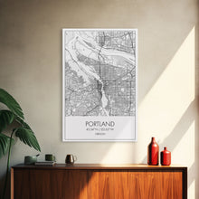Load image into Gallery viewer, Portland Street Map, Oregon Map, City Map Art, Minimalist Art, Wall Art, Canvas Print, Black And White Art, Travel Print, Couples Gift
