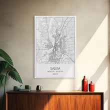 Load image into Gallery viewer, Salem Street Map, Oregon Map, City Map Art, Minimalist Art, Wall Art, Canvas Print, Dorm Room Décor, Graduation Gift, Travel Wall Print

