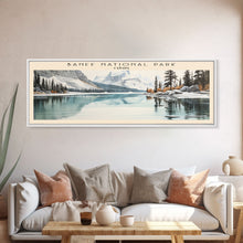 Load image into Gallery viewer, Banff National Park COUNTRY | Framed Travel Poster Canvas Print | Trendy Wall Art | Watercolor Painting | Living Room Art | Unique Art

