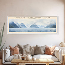 Cargar imagen en el visor de la galería, Fiordland National Park Travel Print Wall Art, Travel Poster Print, Retro Style COUNTRY Home Decor, Wall Hanging, Travel Gift Idea, Unique Metal Art
