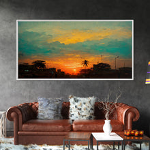 Load image into Gallery viewer, Cloudy sunset canvas print, sunset art, California Highway art, living room wall art, guest room wall art
