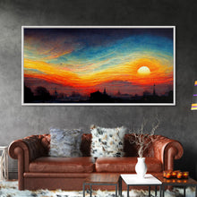 Load image into Gallery viewer, Beautiful sunset canvas print, canvas art, ink painting style
