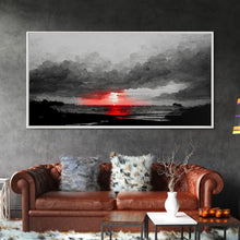 Load image into Gallery viewer, Creepy  Blood moon canvas print, dark fantasy art, black and white art, Halloween, spooky art, horror landscape art
