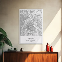 Load image into Gallery viewer, Vienna Street Map, Austria Map, City Map Print, Modern Wall Art, Wall Art, Canvas Print, Black And White, Unique Wedding Gift, Travel Art
