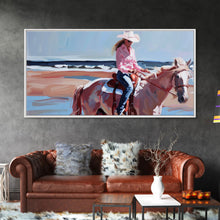 Load image into Gallery viewer, Cowboy Riding Bucking Horse, High Energy Framed Canvas Print, Perfect for Western Living Room Art, Bedroom Decor, Rustic Home Wall Art
