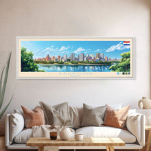 Carregar imagem no visualizador da galeria, Asuncion, Paraguay Panoramic Travel Poster Canvas Print, Asuncion, Paraguay Painting, Paraguay Art, Asuncion Travel Art, Living Room Painting

