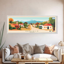 Load image into Gallery viewer, Banfield, Argentina Panoramic Travel Poster Canvas Print, Banfield, Argentina Painting, Argentina Art, Banfield Panoramic Travel Art, Travel Painting
