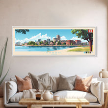 Load image into Gallery viewer, Barrie, Canada Panoramic Travel Poster Canvas Print, Barrie, Canada Painting, Canada Art, Barrie Panoramic Travel Art, Travel Painting
