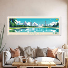 Load image into Gallery viewer, Brasilia, Brazil Panoramic Travel Poster Canvas Print, Brasilia, Brazil Painting, Brazil Art, Brasilia Panoramic Travel Art, Travel Painting

