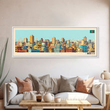 Load image into Gallery viewer, Dhaka, Bangladesh Panoramic Travel Poster Canvas Print, Dhaka, Bangladesh Painting, Bangladesh Art, Dhaka Travel Art, Guest Room Painting
