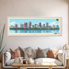 Load image into Gallery viewer, Douala, Cameroon Panoramic Travel Poster Canvas Print, Douala, Cameroon Painting, Cameroon Art, Douala Panoramic Travel Art, Travel Painting
