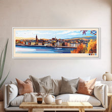Load image into Gallery viewer, Dundee, Scotland Panoramic Travel Poster Canvas Print, Dundee, Scotland Painting, Scotland Art, Dundee Panoramic Travel Art, Travel Painting
