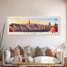 Load image into Gallery viewer, Dunfermline, Scotland Panoramic Travel Poster Canvas Print, Dunfermline, Scotland Painting, Scotland Art, Dunfermline Travel Art, Guest Room Painting
