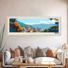 Load image into Gallery viewer, Envigado, Colombia Panoramic Travel Poster Canvas Print, Envigado, Colombia Painting, Colombia Art, Envigado Panoramic Travel Art, Travel Painting
