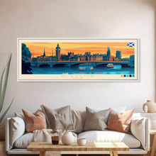 Carregar imagem no visualizador da galeria, Glasgow, Scotland Panoramic Travel Poster Canvas Print, Glasgow, Scotland Painting, Scotland Art, Glasgow Travel Art, Guest Room Painting
