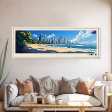Load image into Gallery viewer, Gold Coast, Australia Travel Poster Panoramic Canvas Print, Gold Coast, Australia Painting, Australia Art, Gold Coast Travel Art, Guest Room Painting
