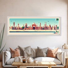 Load image into Gallery viewer, Lahore, Pakistan Panoramic Travel Poster Canvas Print, Lahore, Pakistan Painting, Pakistan Art, Lahore Travel Art, Guest Room Painting
