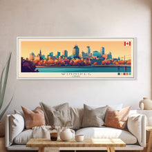 Load image into Gallery viewer, Winnipeg, Canada Panoramic Travel Poster Canvas Print, Winnipeg, Canada Painting, Canada Art, Winnipeg Travel Art, Guest Room Painting
