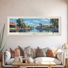 Load image into Gallery viewer, Albury–Wodonga, Australia Panoramic Canvas Print, Albury–Wodonga, Australia Painting, Australia Art, Albury–Wodonga Travel Poster, Travel Art, Housewarming Gift
