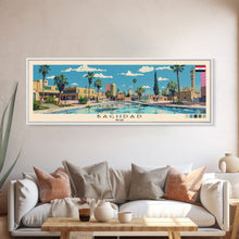 Carregar imagem no visualizador da galeria, Baghdad, Iraq Panoramic Canvas Print, Baghdad, Iraq Painting, Iraq Art, Baghdad Travel Poster, Travel Art, Housewarming Gift
