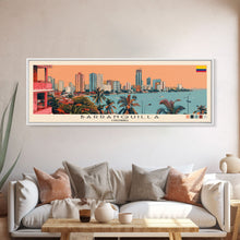Load image into Gallery viewer, Barranquilla, Colombia Panoramic Canvas Print, Barranquilla, Colombia Painting, Colombia Art, Barranquilla Travel Poster, Travel Art, Guest Room Painting
