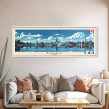 Load image into Gallery viewer, Barrie, Canada Panoramic Canvas Print, Barrie, Canada Painting, Canada Art, Barrie Travel Poster, Travel Art, Guest Room Painting
